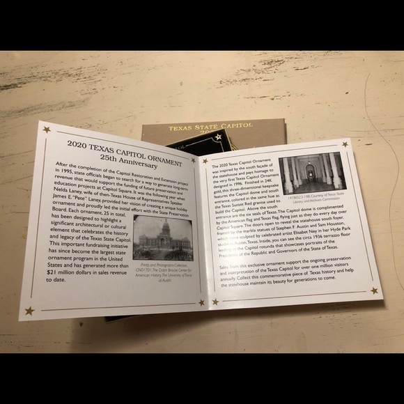 Bundle of 5! Texas state capitol 2020 ornament, 25th anniversary edition. - Picture 5 of 8